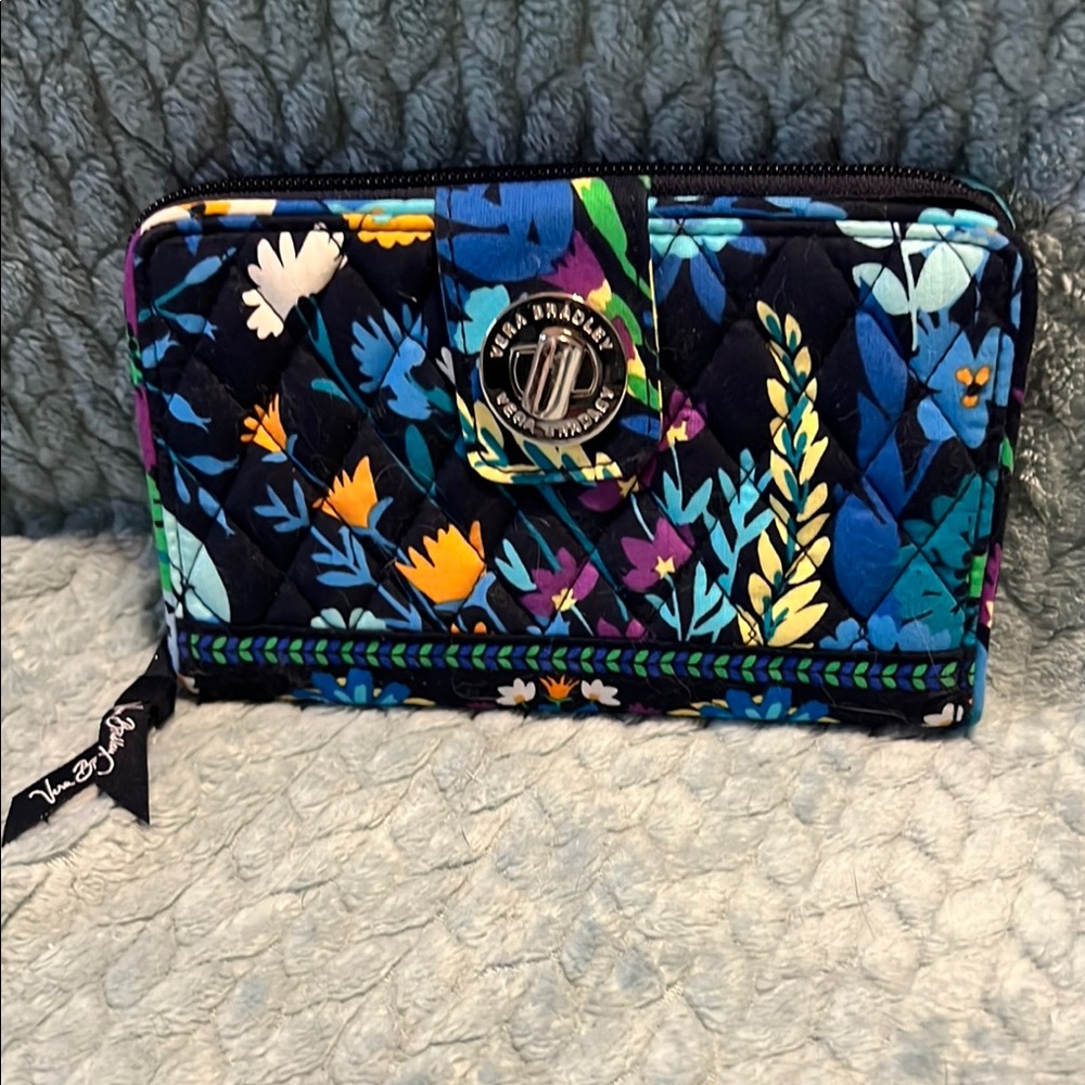 Vera Bradley Floral Wallet - Blue and Black